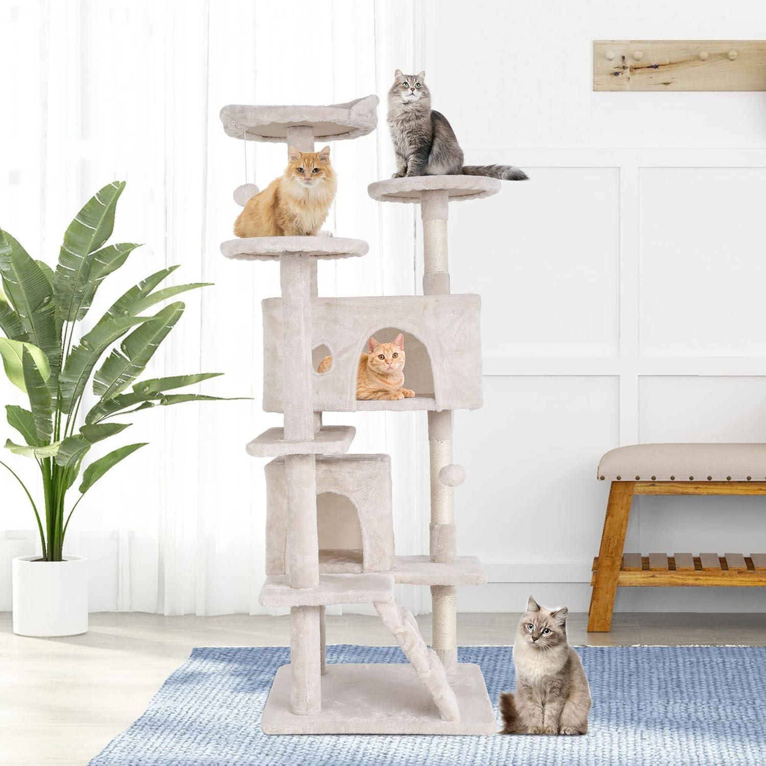 FDW 54in 70in Cat Tree Tower for Indoor Cats,Munlti-Level Cat Furiture Activity Center with Cat Scratching Posts for Kittens Pet Play House