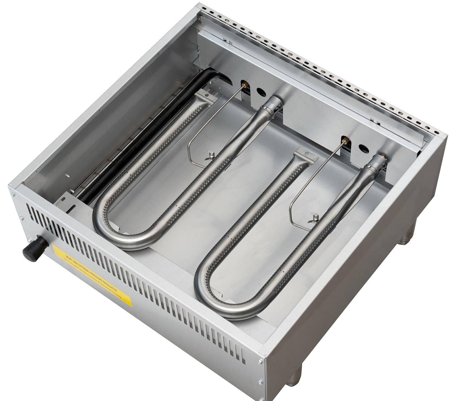 24 in. Commercial 2-Burner Natural Gas Charbroiler with 60,000 BTU in Stainless-Steel (KM-GCB2-24M)