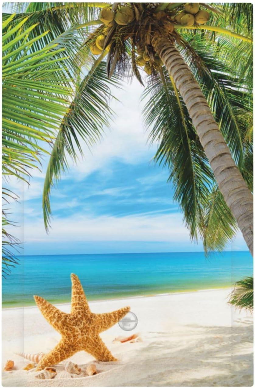 Sunyuer Sea Starfish Beach Decorative Wall Plate, 1 Gang Single Blank Outlet Cover Decorative Switch Plate for Kitchen Bathroom Bedroom, 4.5x2.76 Inch