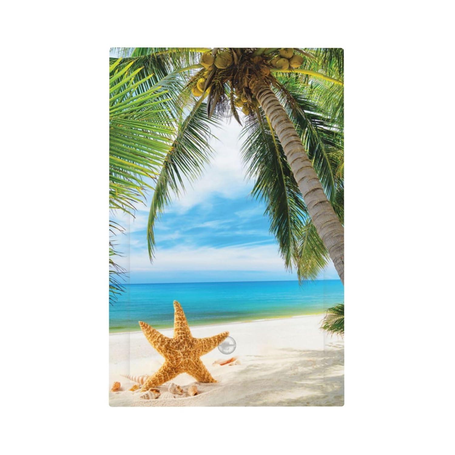 Sunyuer Sea Starfish Beach Decorative Wall Plate, 1 Gang Single Blank Outlet Cover Decorative Switch Plate for Kitchen Bathroom Bedroom, 4.5x2.76 Inch