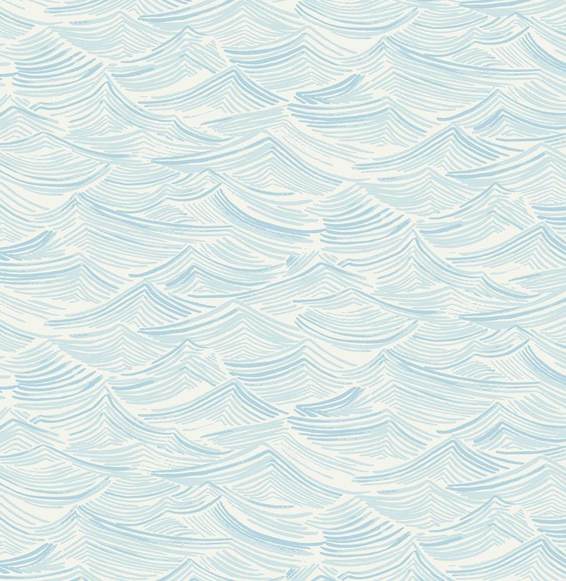 Seaside Waves Blue Pre-pasted Washable Wallpaper