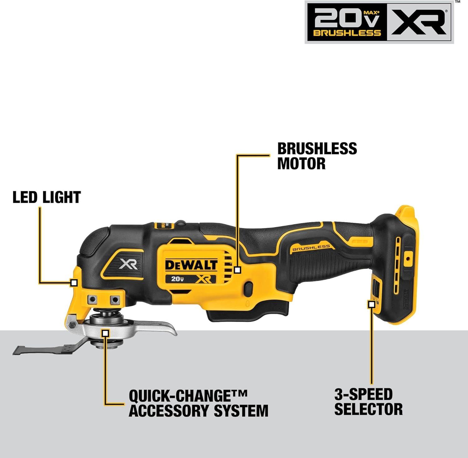 DEWALT 20V Max XR Brushless Cordless 3-Speed Oscillating Multi-Tool