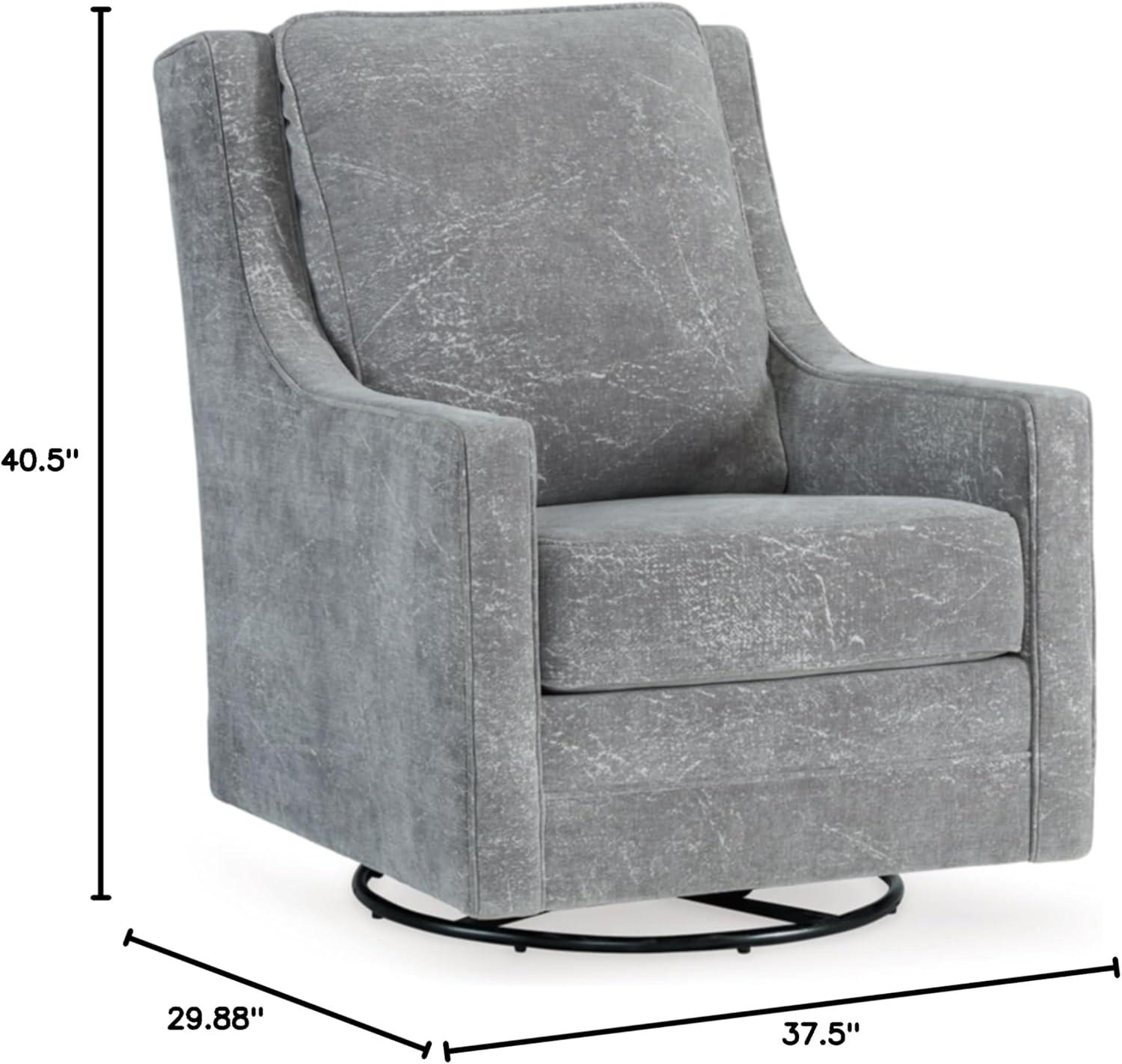 Gray Polyester Swivel Glider Accent Chair