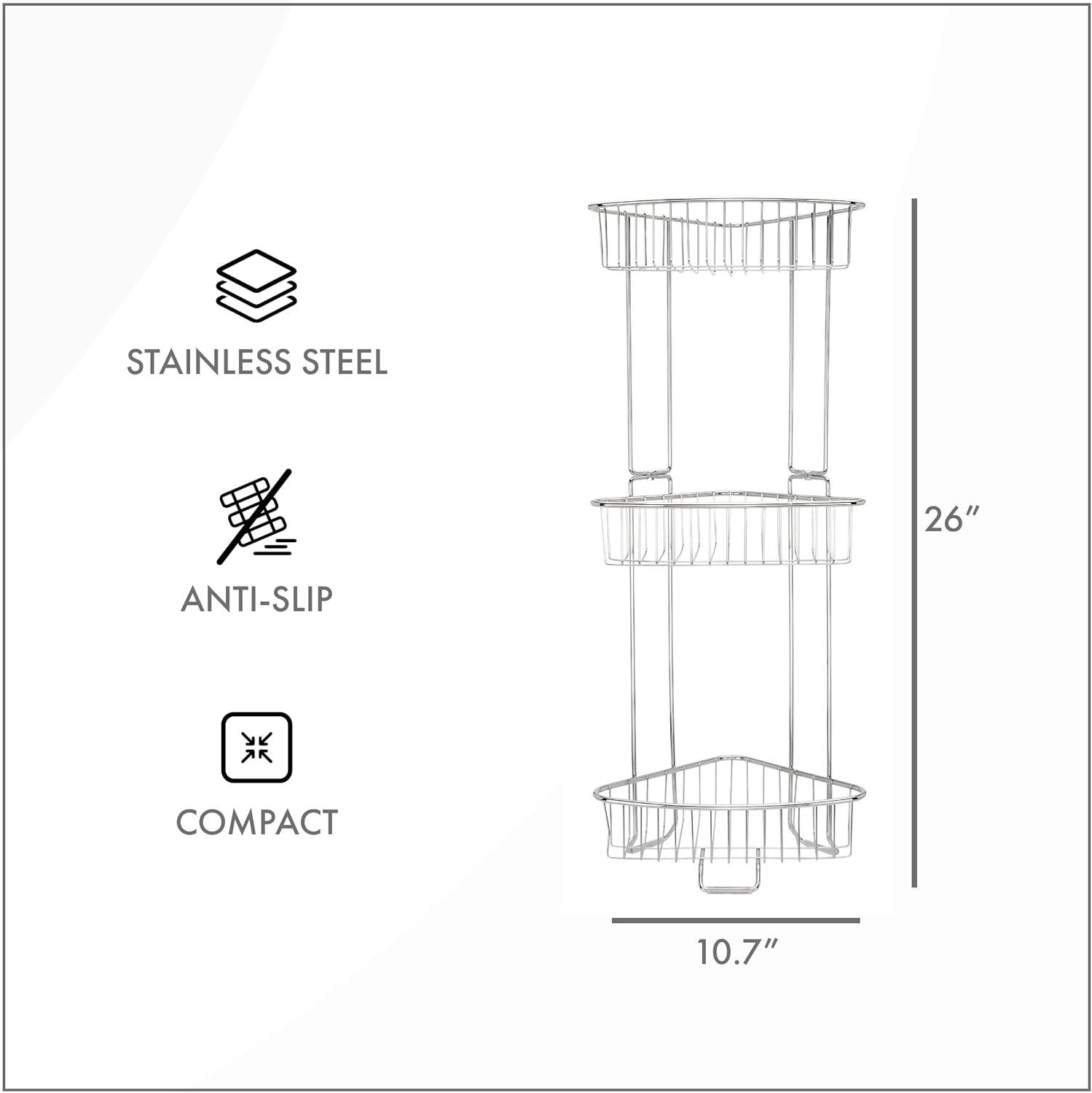 ToiletTree Products Stainless Steel Shower Caddy, Standing Floor Corner Shower Stand