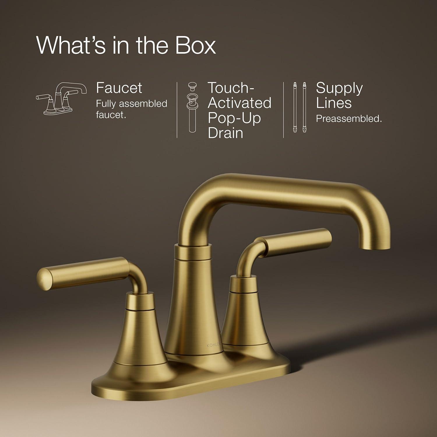 Tone Two-Handle Centerset Bathroom Sink Faucet with Clicker Drain, 1.2 GPM