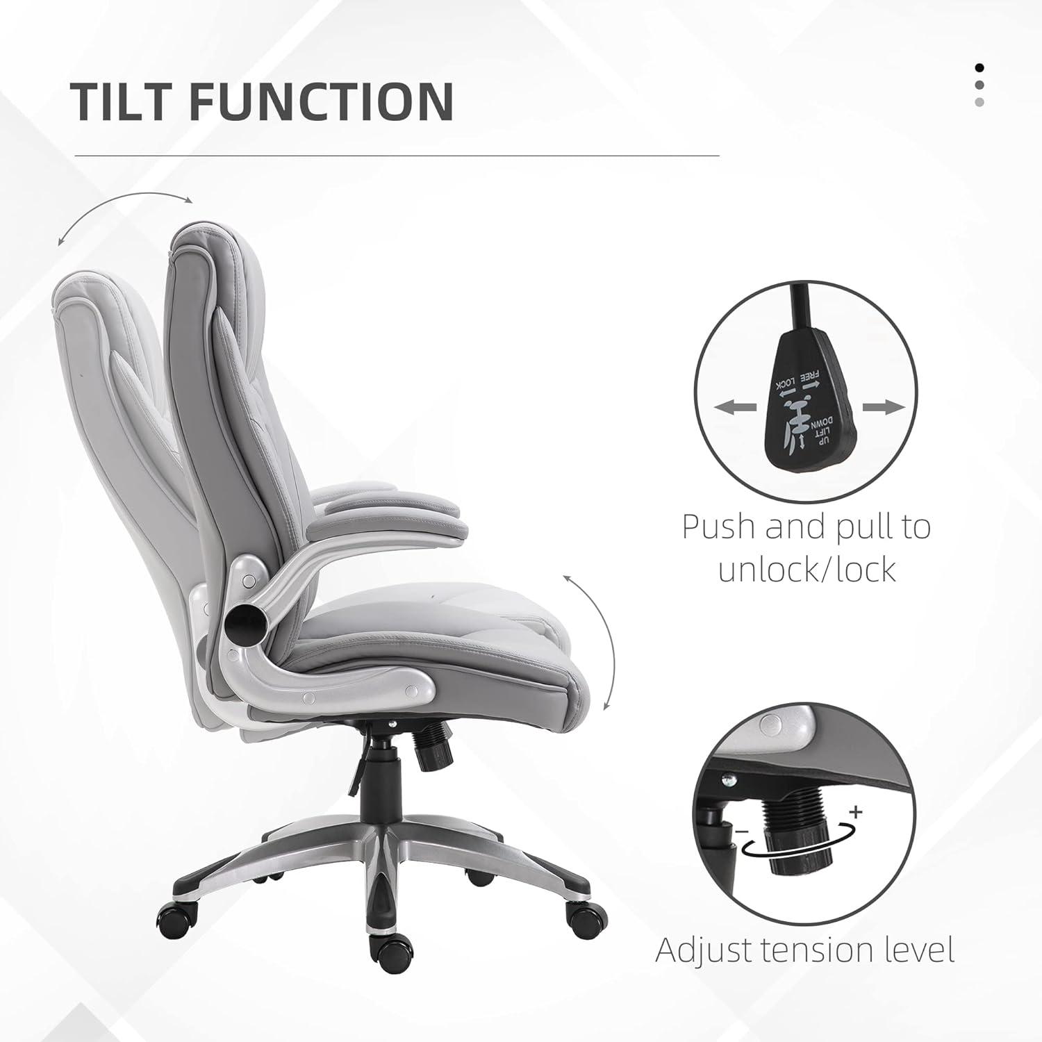 Gray Luxe Ergonomic High-Back Swivel Office Chair with Adjustable Arms