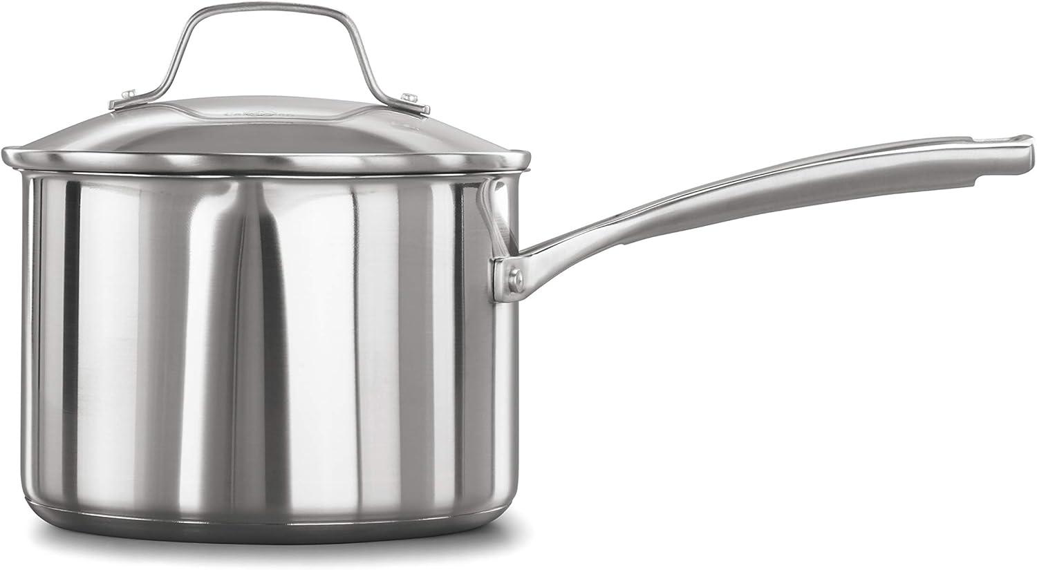 Stainless Steel 3.5 Quart Saucepan with Pour Spout and Lid