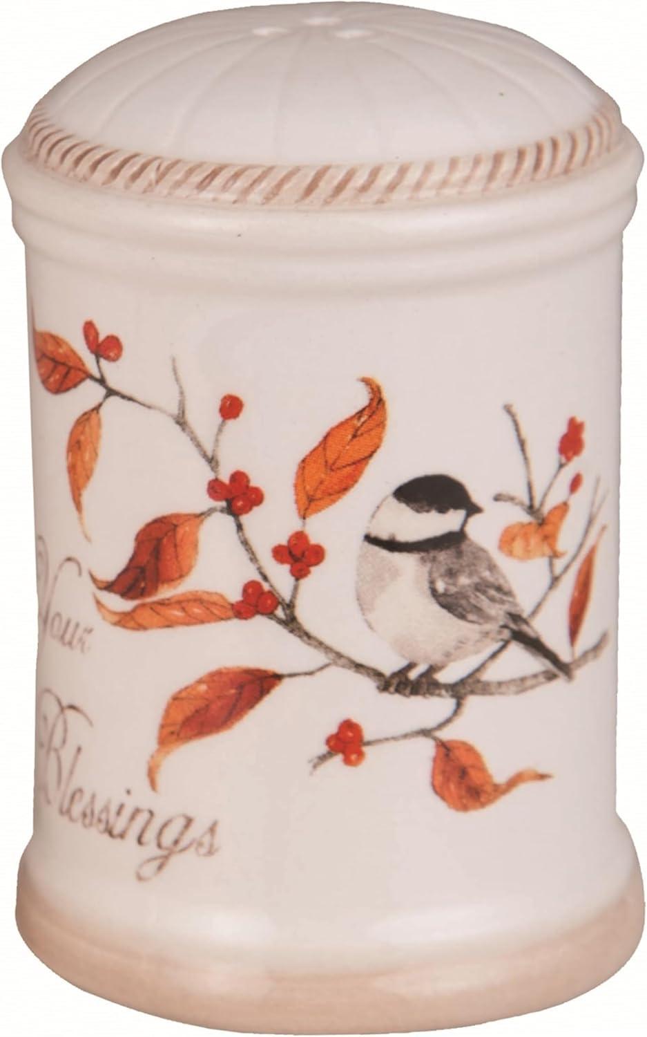 Transpac Transpac Dolomite 3 in. Multicolor Harvest Long Tail Bird Salt and Pepper Shaker Set of 2