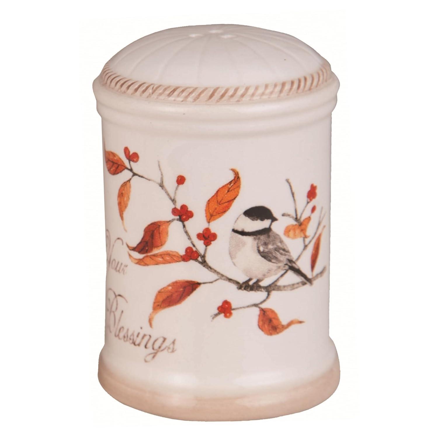 Transpac Transpac Dolomite 3 in. Multicolor Harvest Long Tail Bird Salt and Pepper Shaker Set of 2
