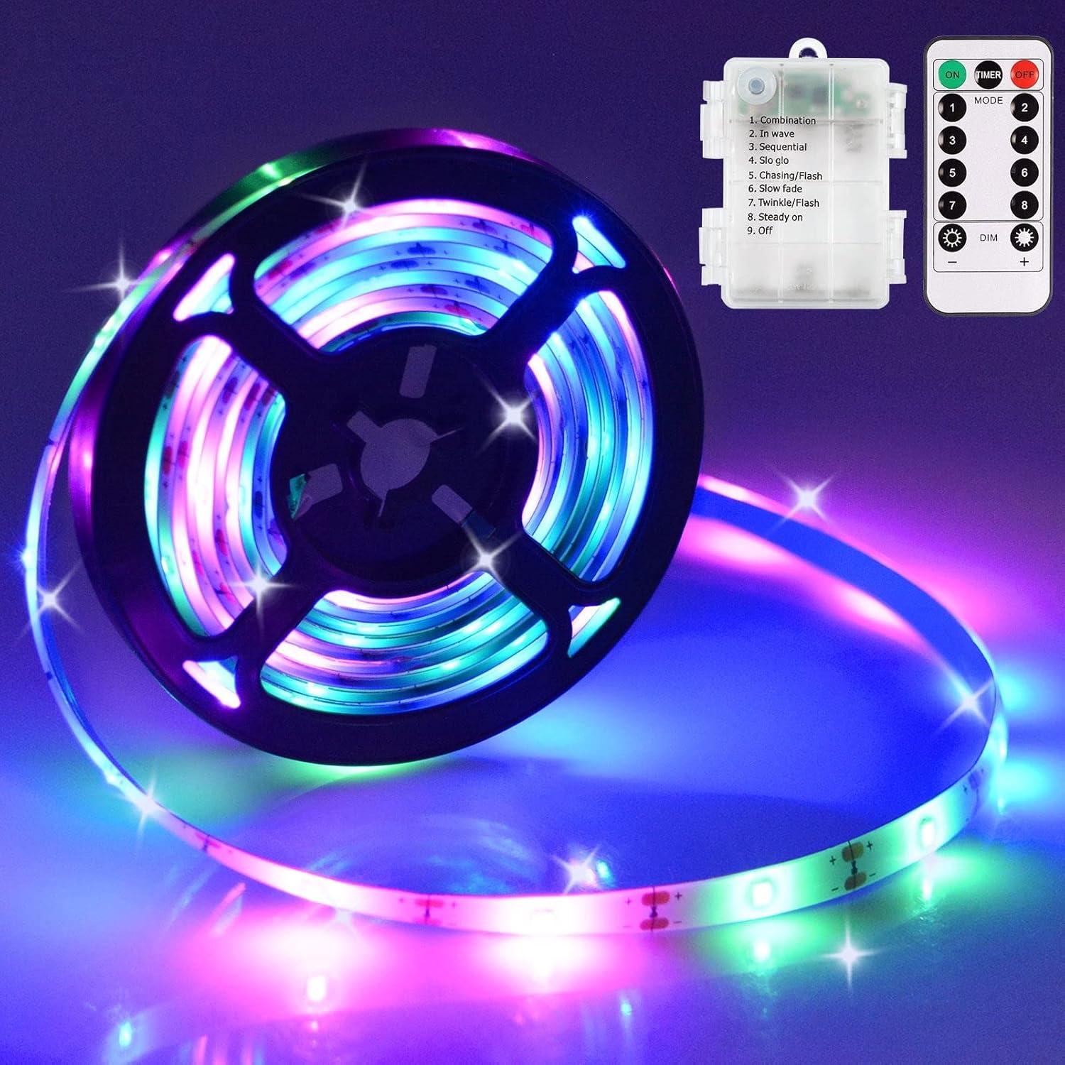 9.8ft Multicolor LED Strip Lights with Remote and Timer