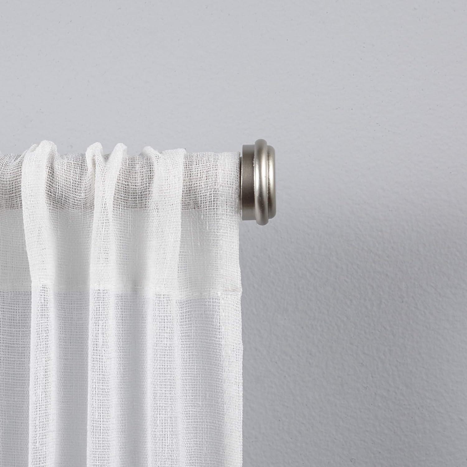 EXCLUSIVE HOME Topper 1" Curtain Rod and Coordinating Finial Set, Matte Silver, Adjustable 36"-72"