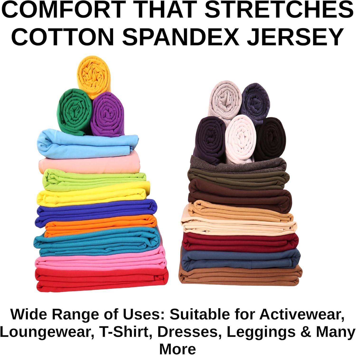 FabricLA Cotton Spandex Jersey Fabric - 10 oz, 4-Way Stretch, 60" Inch Wide by The Yard – Skirts, Tops, T-Shirts