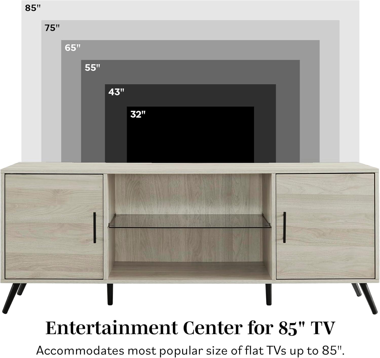 Walker Edison Mid Century 2-Door TV Stand for TVs up to 68", Birch