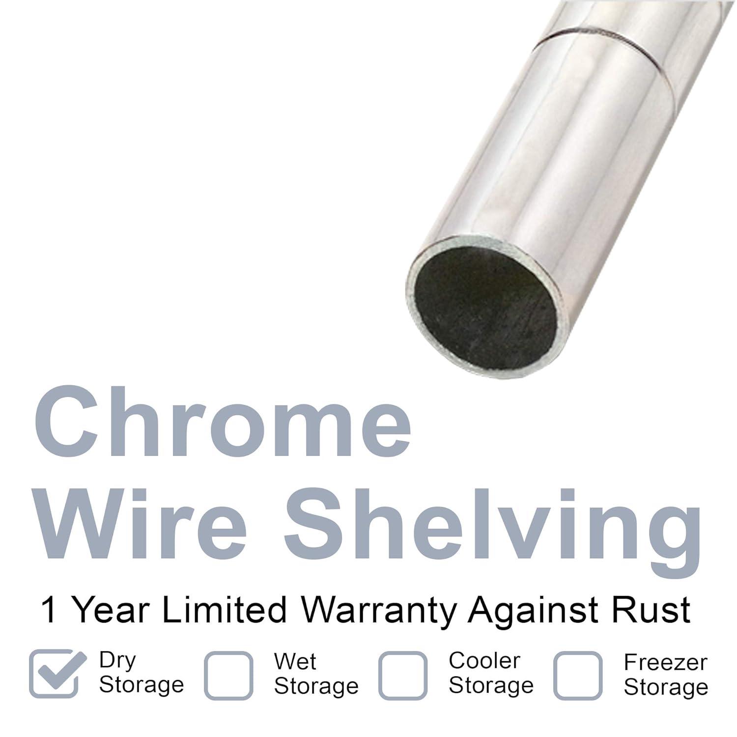 Nexel 4 Tier Chrome Wire Shelving Starter Unit, 48"W x 12"D x 86"H