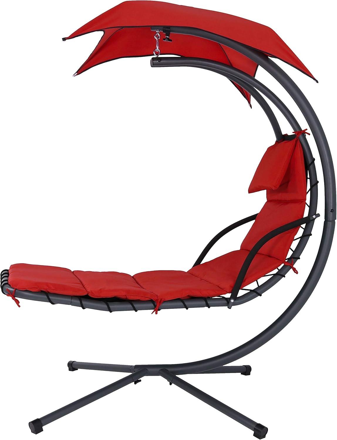 Steel Outdoor Floating Chaise Lounge Chair with Canopy with Stand