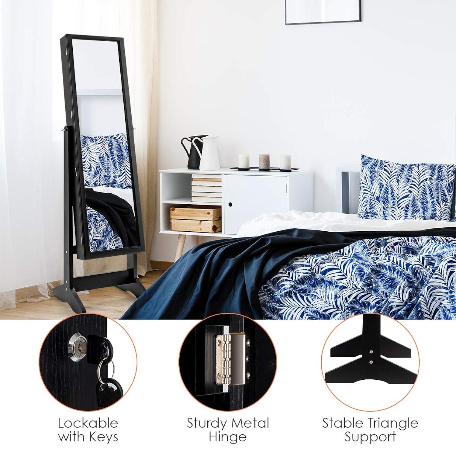 NIERBO Lockable Jewelry Organizer Mirror - Stylish Storage Solution For Women