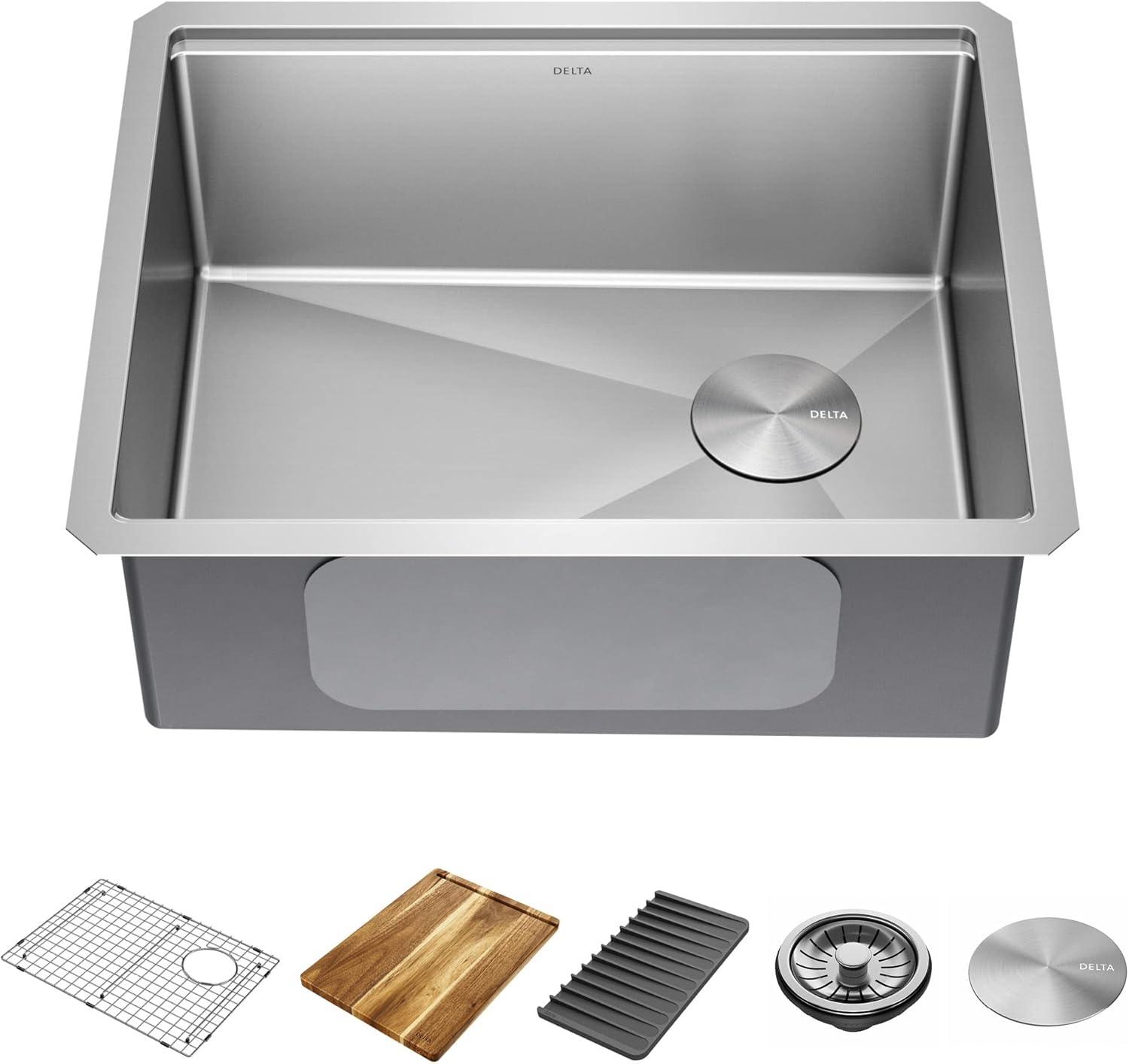 Delta Lorelai™ 23" L Workstation Kitchen Sink Undermount 16 Gauge Stainless Steel Single Bowl with WorkFlow™ Ledge