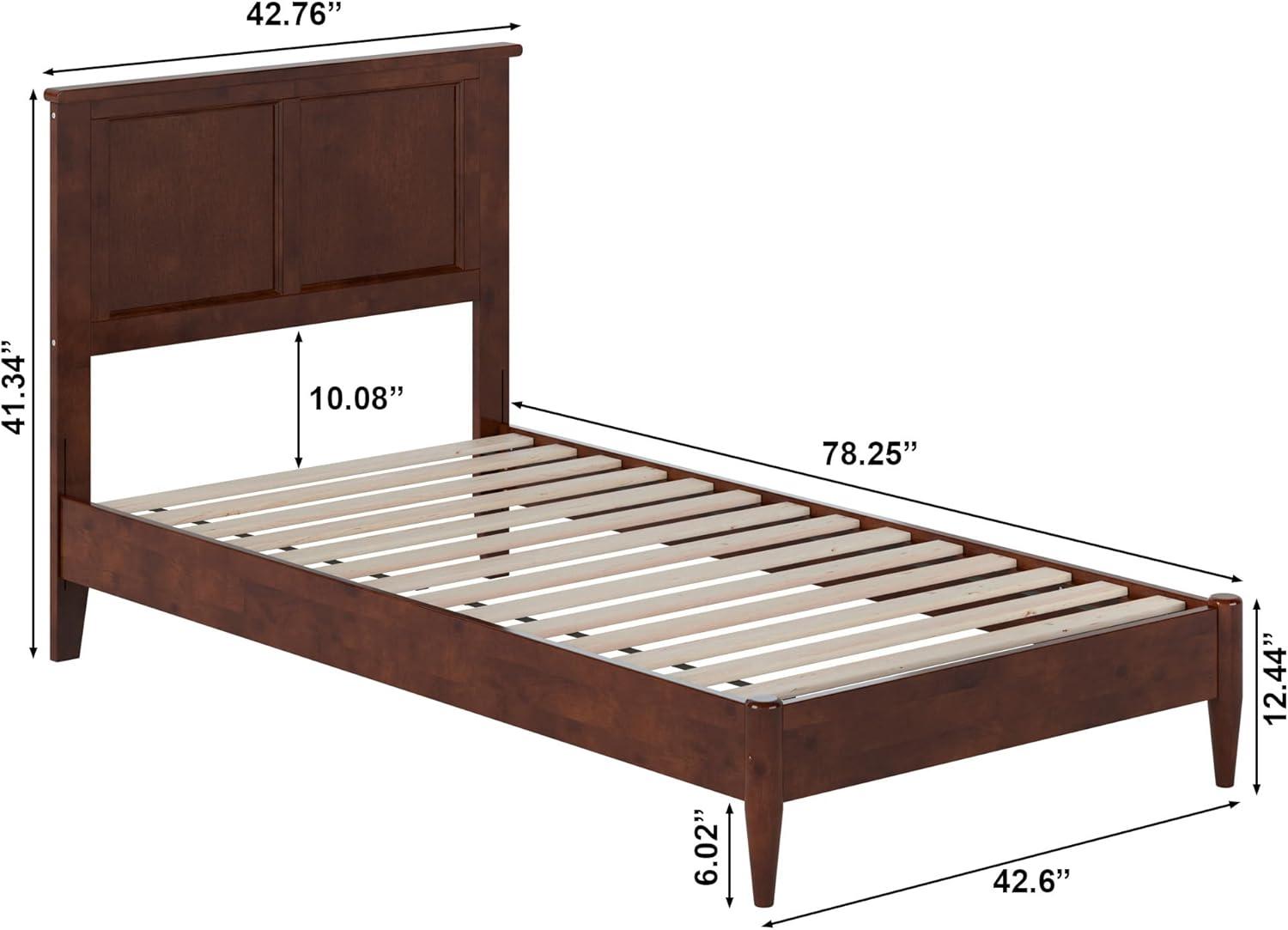 AFI Charlotte King Solid Wood Low Profile Platform Bed, Walnut