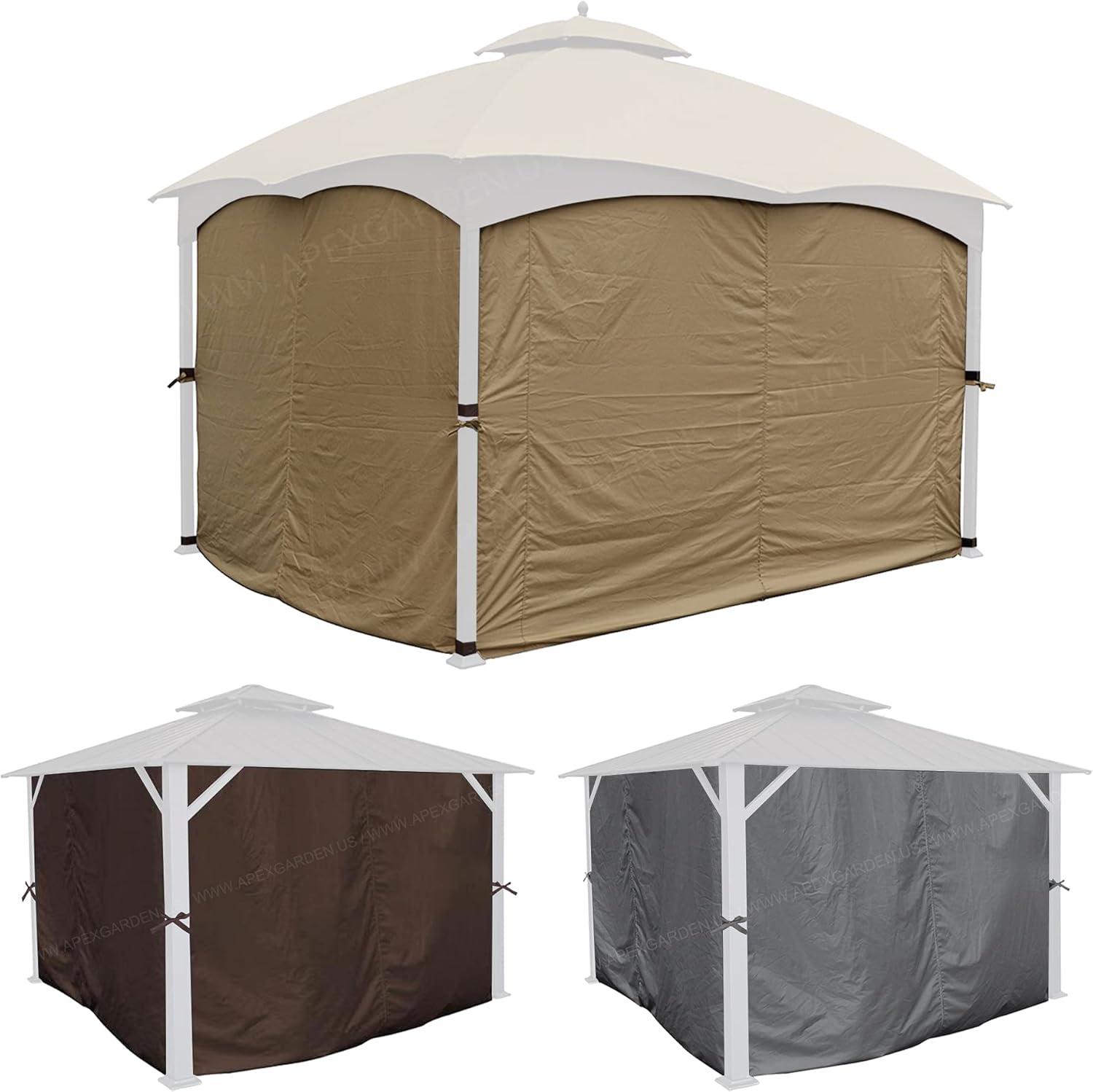 Beige Polyester Privacy Curtain Set for 10' x 12' Gazebo