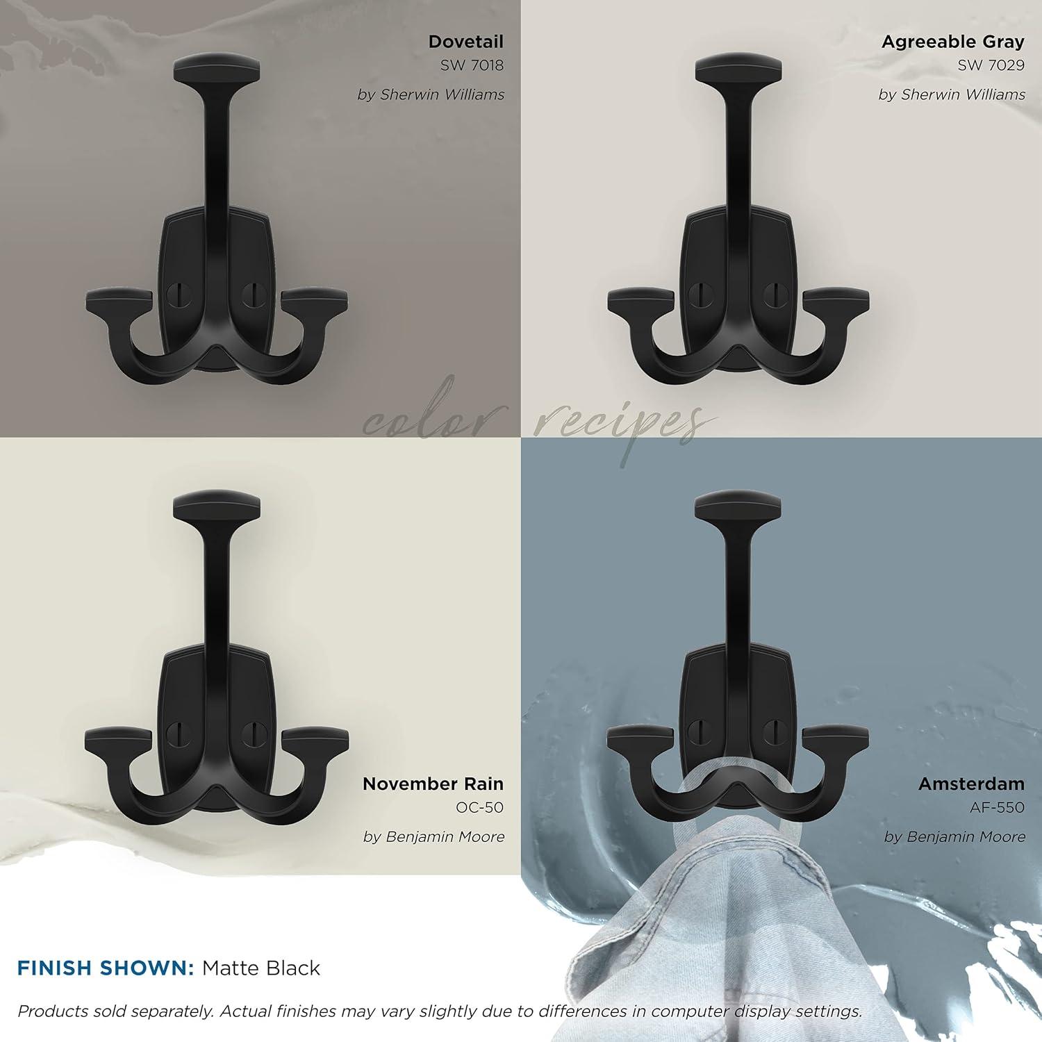 Matte Black Triple Prong Wall Hook for Coats and Bags