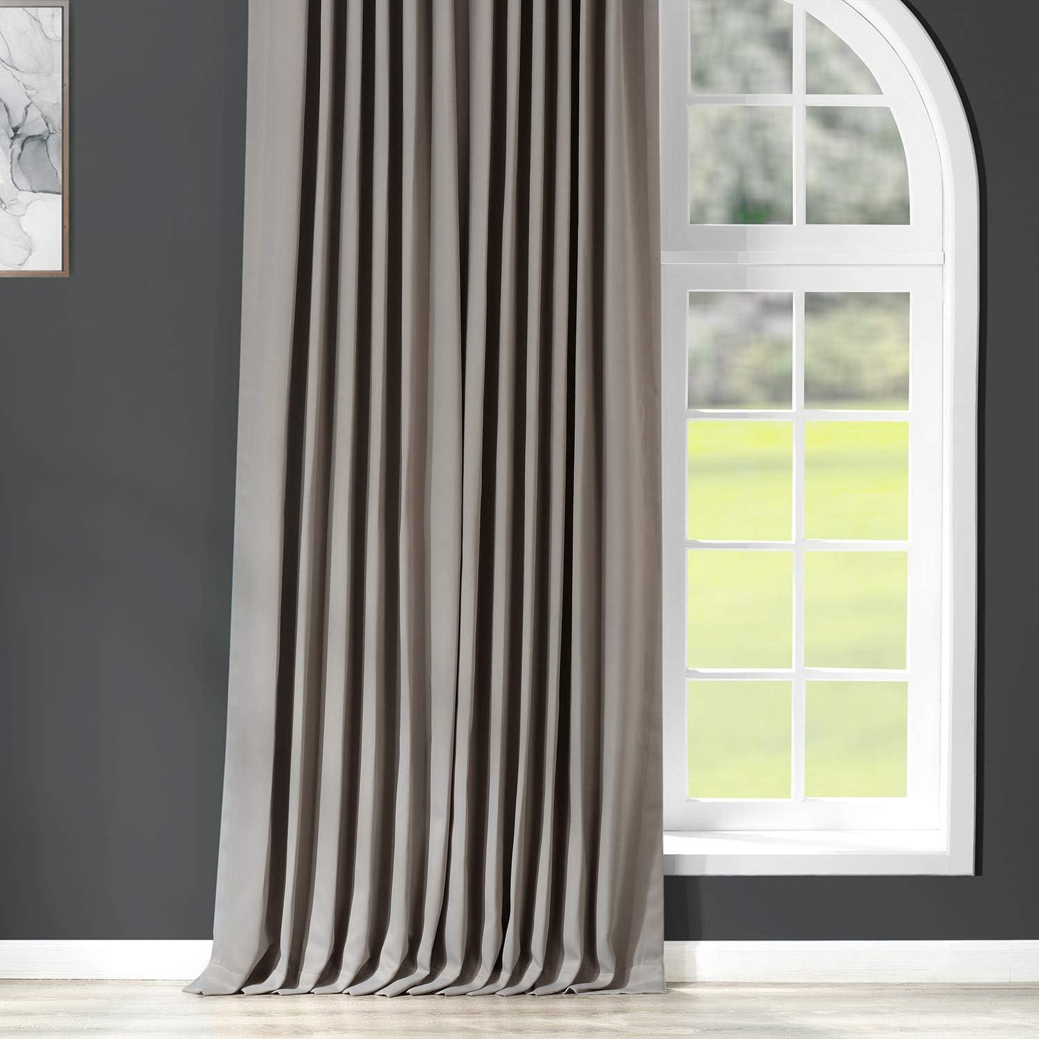 Neutral Grey Extra Wide Blackout Room Darkening Curtain (1 Panel), Neutral Grey, 100W X 108L