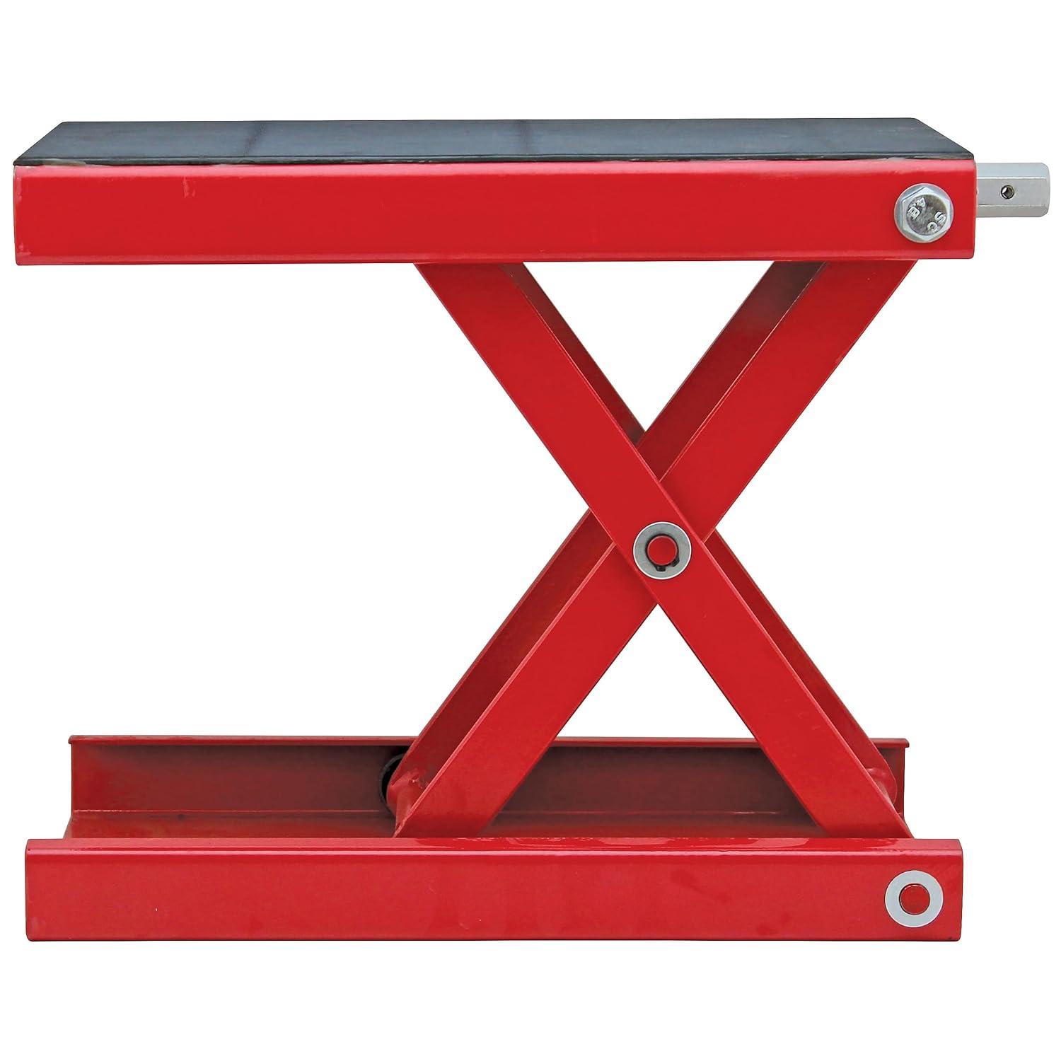 Extreme Max 5001.5044 1100 lb. Motorcycle Scissor Jack for Repair and Maintenance - Wide Non-Slip Padded Deck (9" x 15-1/8")