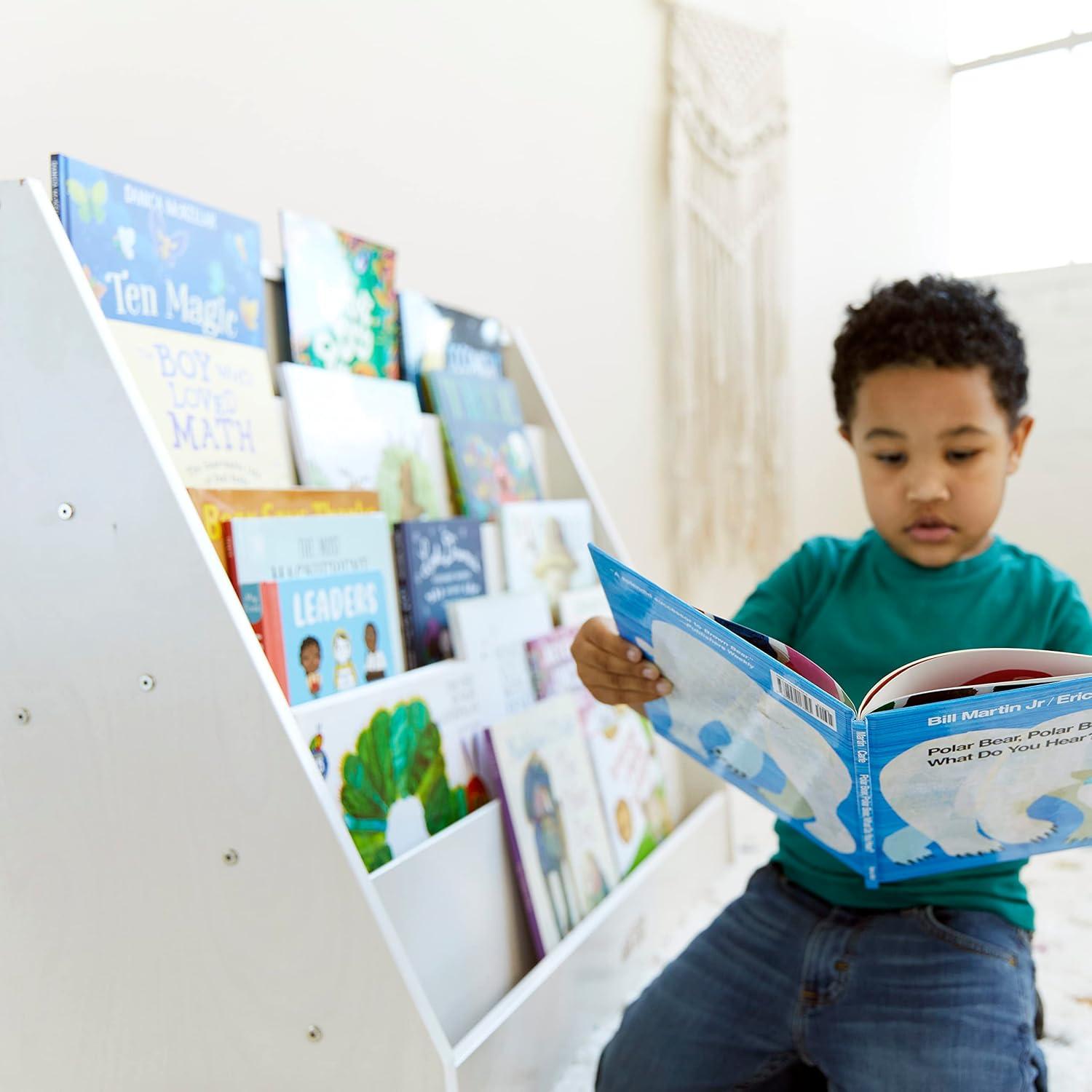 ECR4Kids Single-Sided Book Display, White Wash