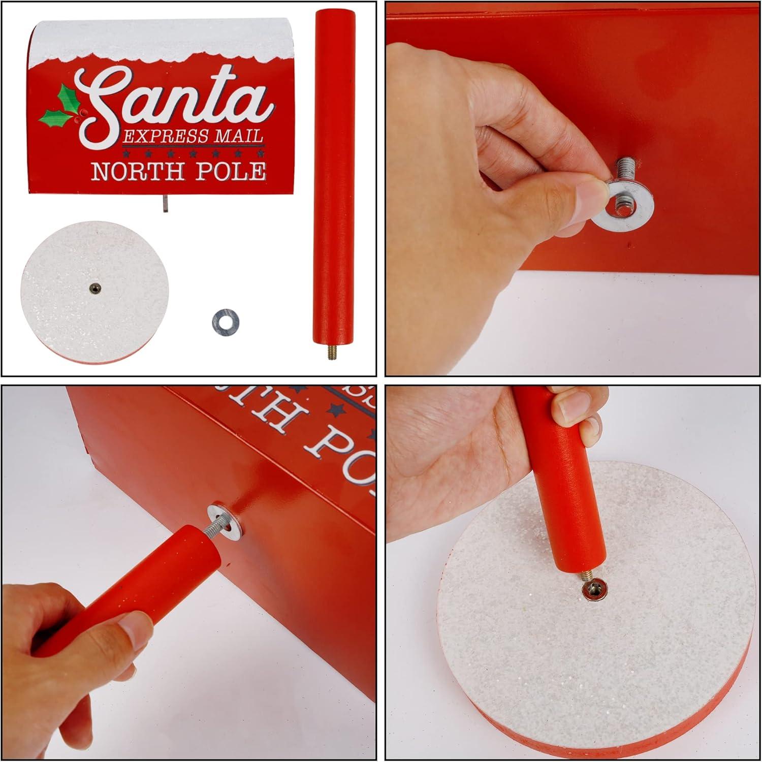 Christmas Decorations Santa Mailbox, 15.5" H x 9.5" W Express Mail to North Pole Metal Letter Box, Christmas Decorative Box for Home Room Indoor Outdoor Front Door Xmas Holiday Party