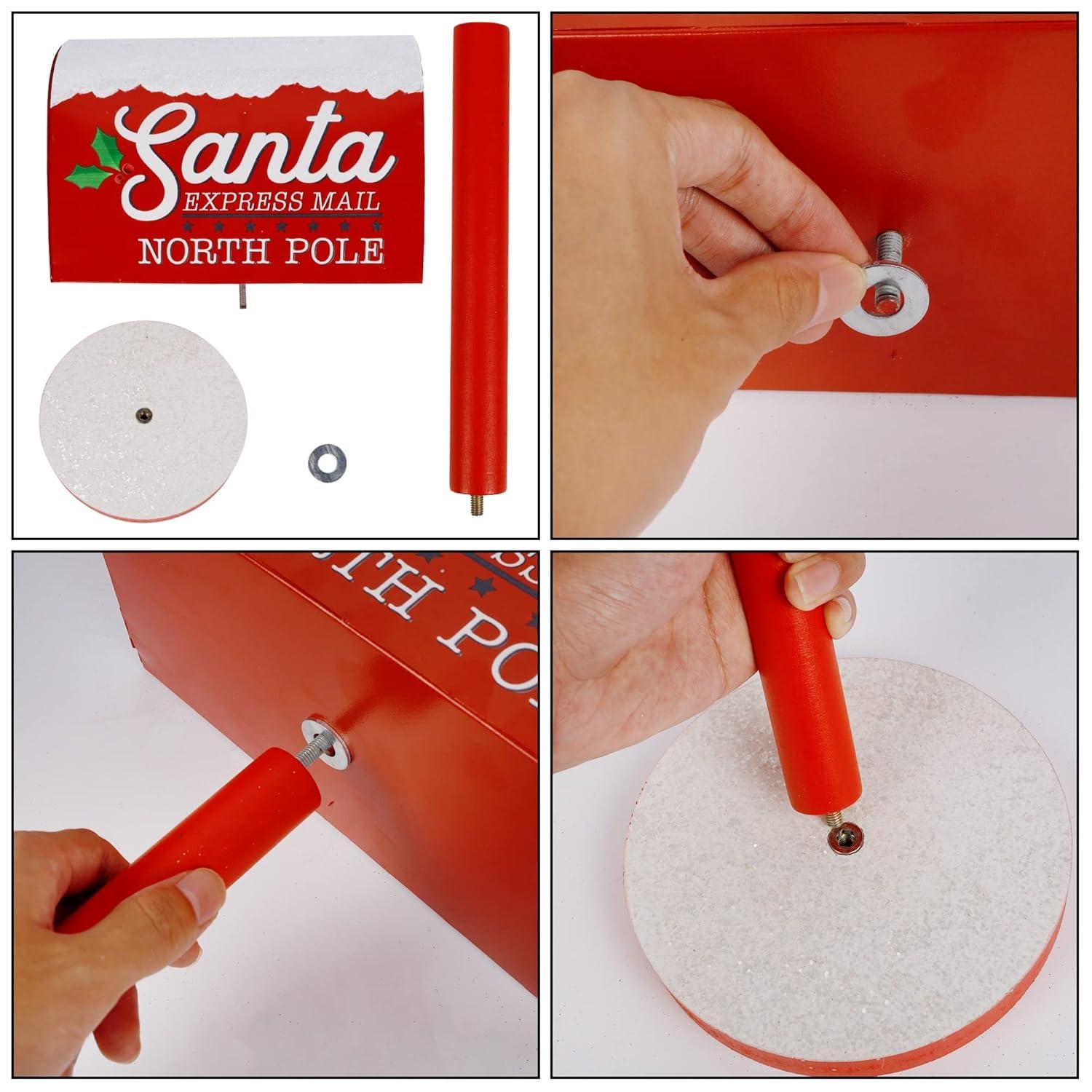 Christmas Decorations Santa Mailbox, 15.5" H x 9.5" W Express Mail to North Pole Metal Letter Box, Christmas Decorative Box for Home Room Indoor Outdoor Front Door Xmas Holiday Party