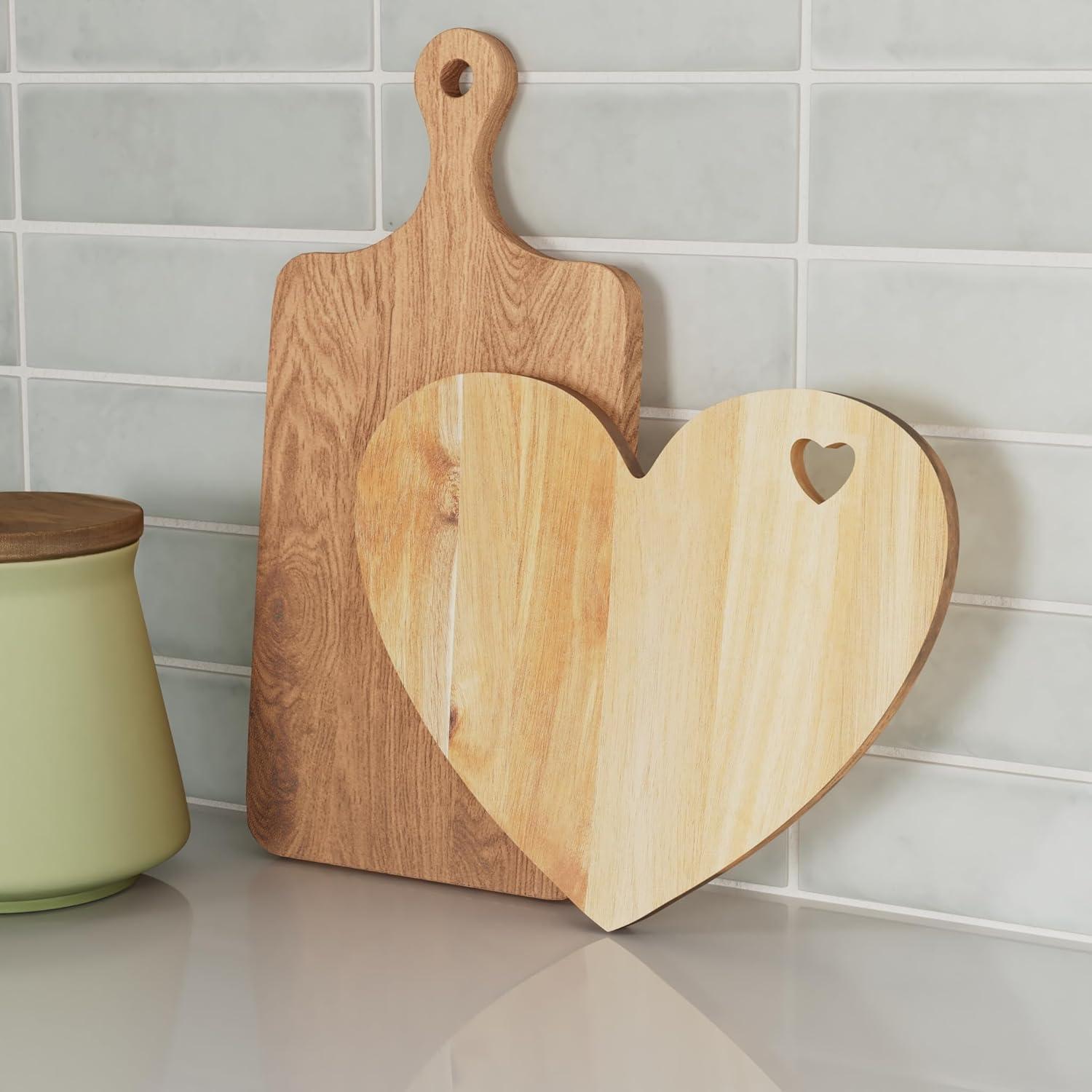 Dadiaei Valentine's Day Gifts Heart Shaped Cutting Board Acacia Wood Bread Cheese Serving Platter Serving Charcuterie Board for Meat Cheese and Vegetables(Heart Hole Style)
