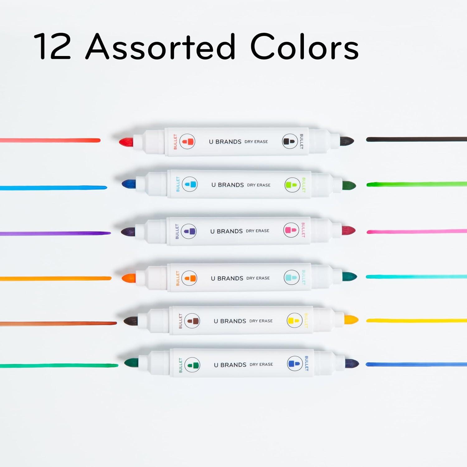 U Brands Magnetic Dry Erase Markers Chisel Tip, Assorted Colors, 6 Count