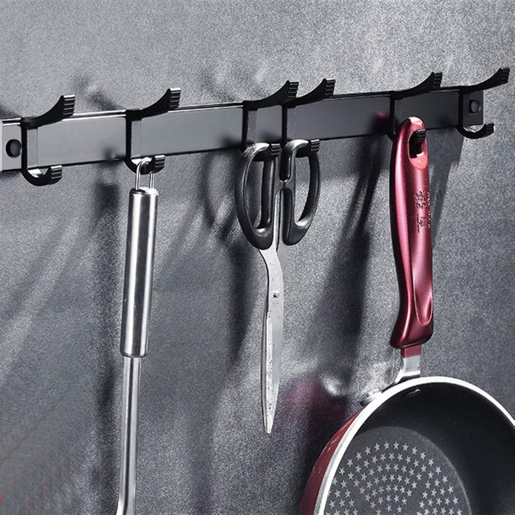 Coat Rack Wall Mount,Wall Coat Rack with 6 Movable Hooks,Black Coat Rack Wall Mount 2 Pack,Wall Mounted Coat Rack for Entryway,Bathroom, Kitchen,42.5cm