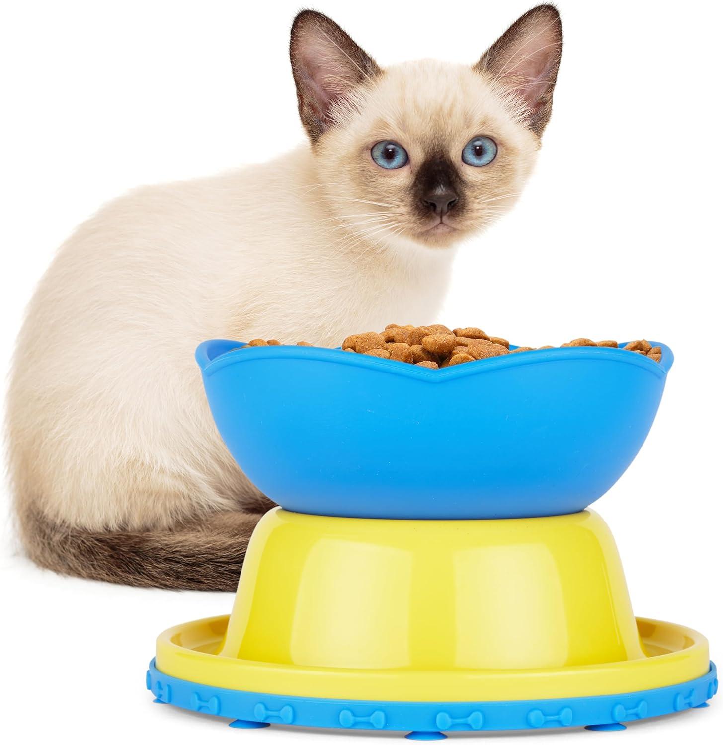 Hertzko Elevated Slow Feeder Bowl for Cats & Small Dogs, Yellow