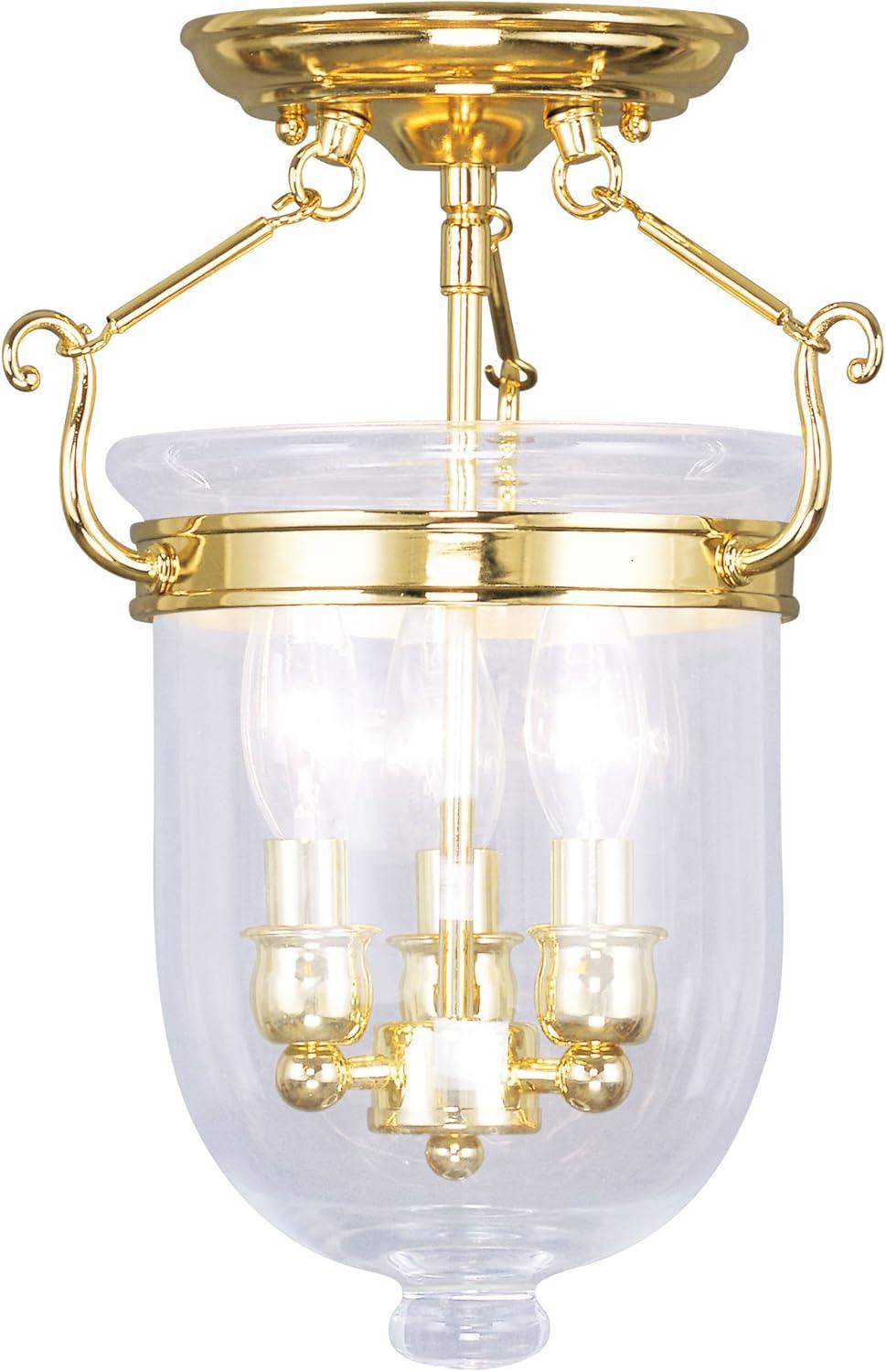 Livex Lighting Jefferson 3 - Light Flush Mount in  Polished Brass