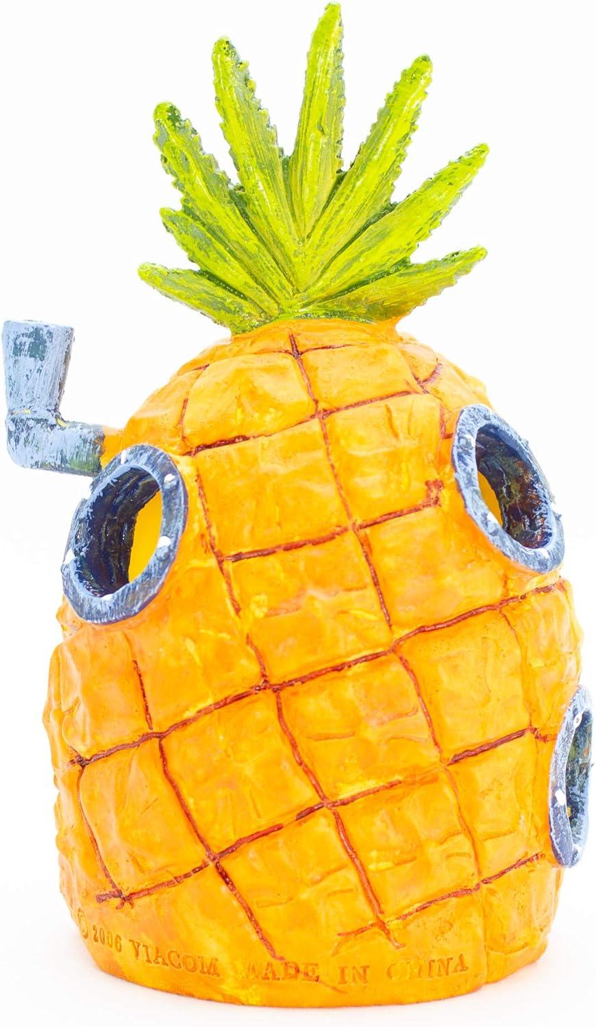 Penn-Plax SpongeBob Pineapple Home Aquarium Decor, Yellow & Orange Resin - 3" x 3.25" x 5.25"