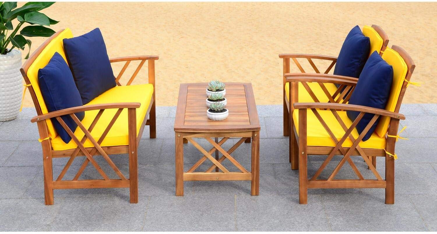 Fontana 4 Piece Patio Outdoor Conversation Set  - Safavieh