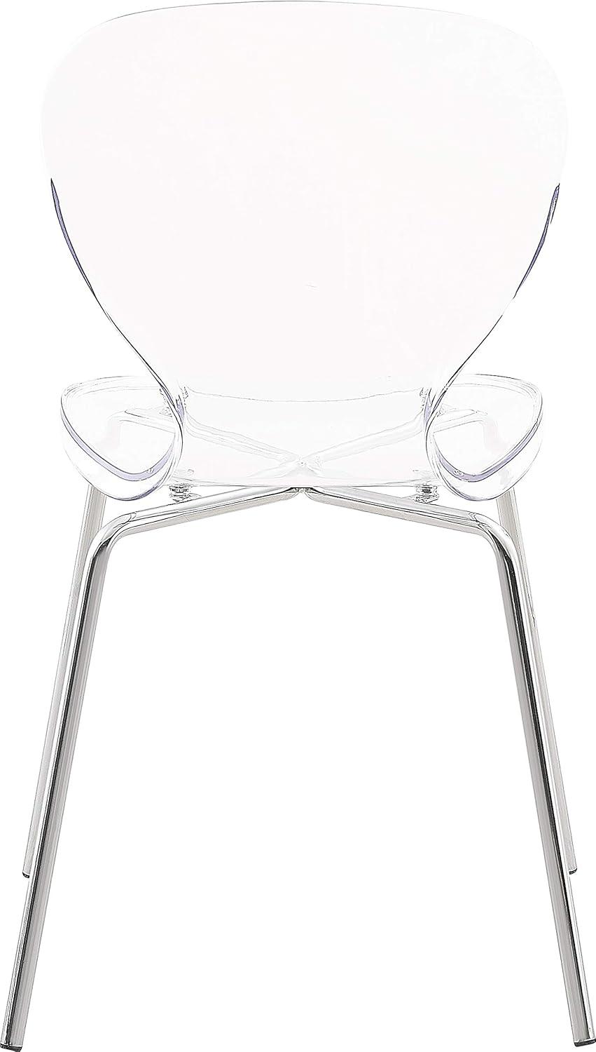 Clarion Contemporary Chrome Metal Side Chair with Translucent Seat