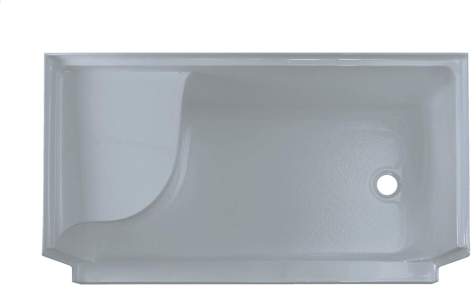 Aquatique 60" x 32" Single Threshold Shower Base With Right Hand Drain and Integral Left Hand Seat
