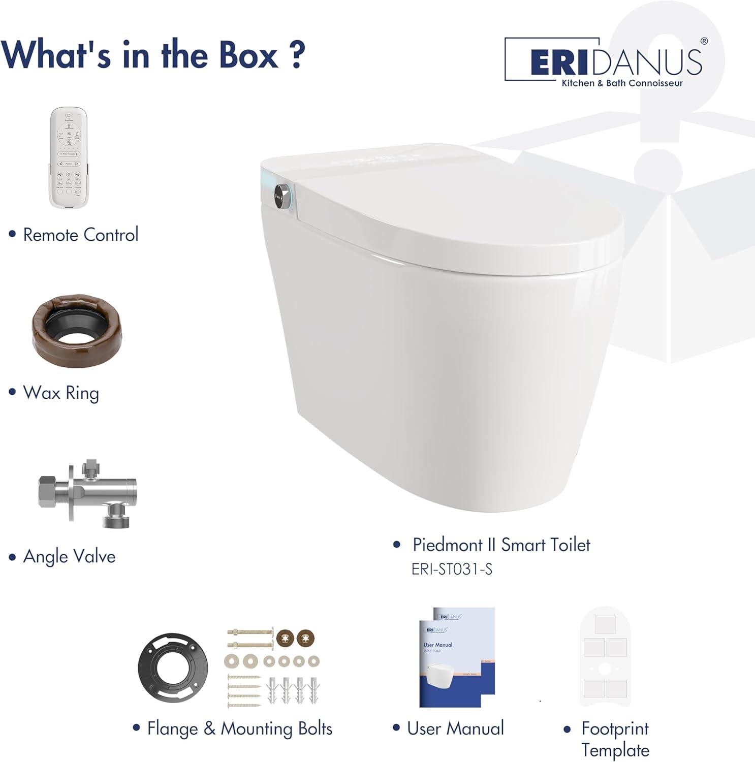 Eridanus White Vitreous China Smart Bidet Toilet with Heated Seat and Remote Control