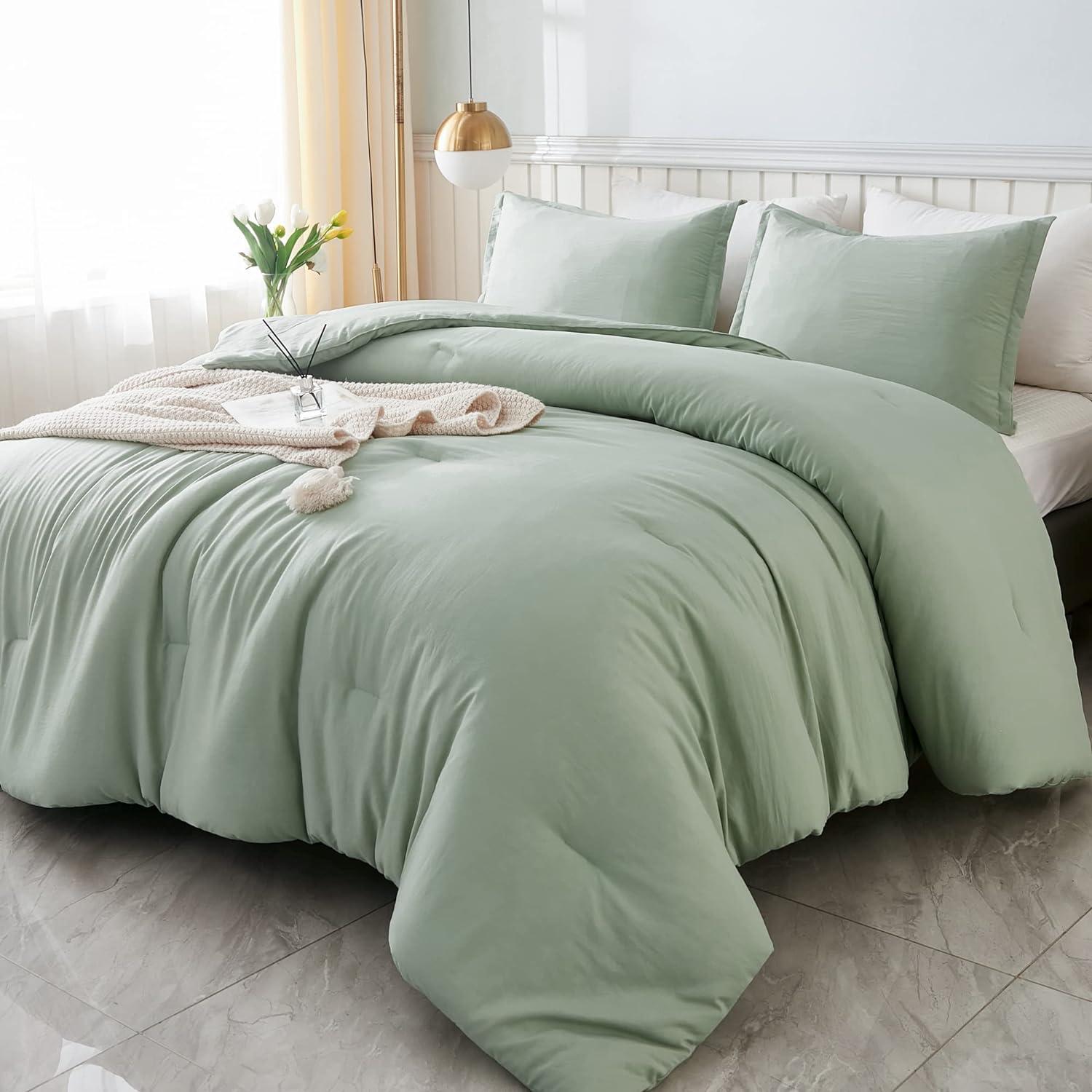 Solid Bedding Set Sage Green - 3 Piece - King