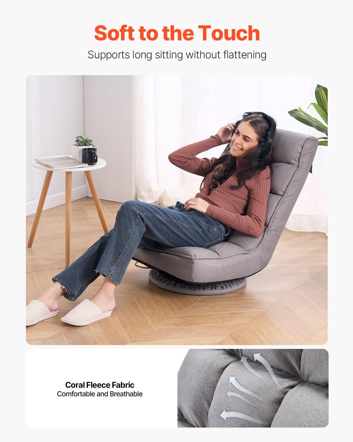 360° Swivel Floor Gaming Chair with 4 Adjustable Position Folding Floor Chair