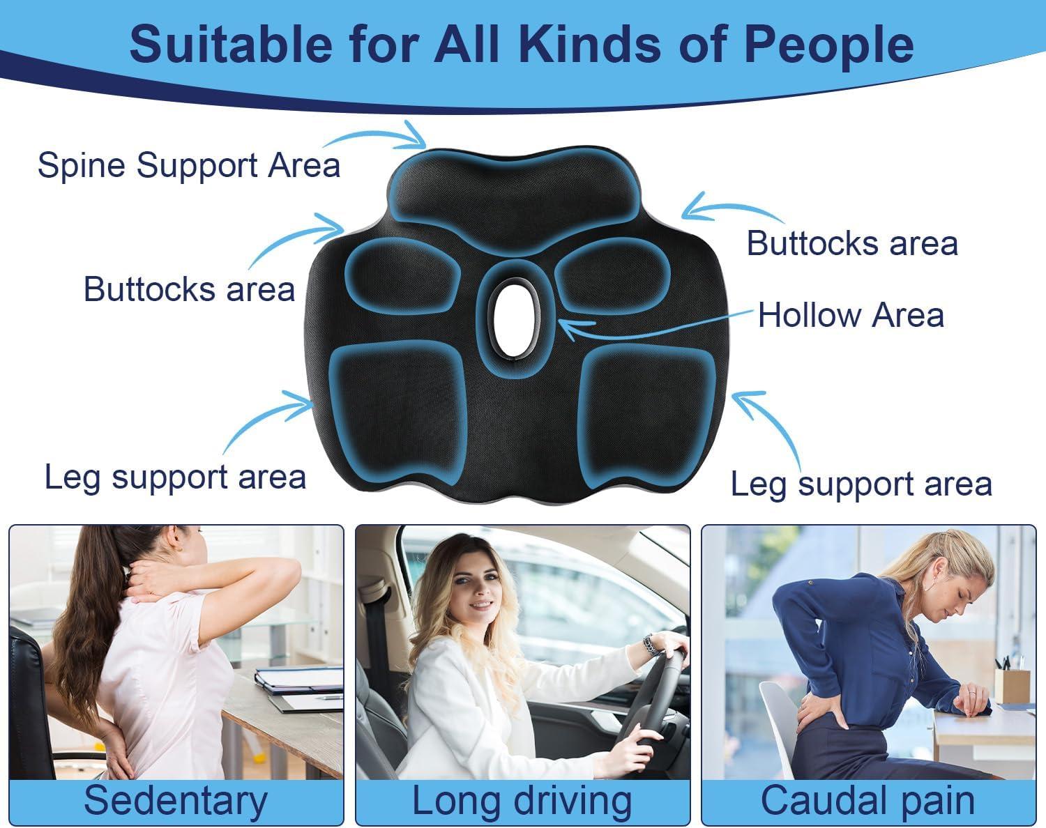 Premium Orthopedic Seat Cushion,X Large Breathable Office Chair Cushion - Enhanced Hip & Tailbone Support,Pressure Relief Sciatica & Leg Relief Let 8+ Hour Sitting Comfort, for Office/Game/Wheelchair