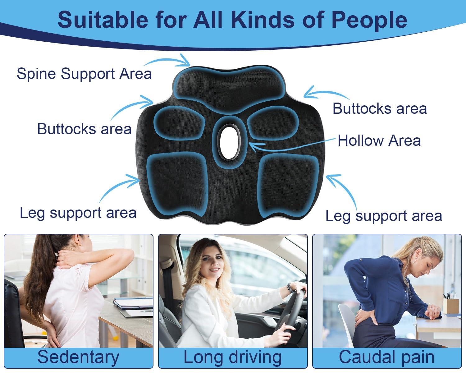 Premium Orthopedic Seat Cushion,X Large Breathable Office Chair Cushion - Enhanced Hip & Tailbone Support,Pressure Relief Sciatica & Leg Relief Let 8+ Hour Sitting Comfort, for Office/Game/Wheelchair