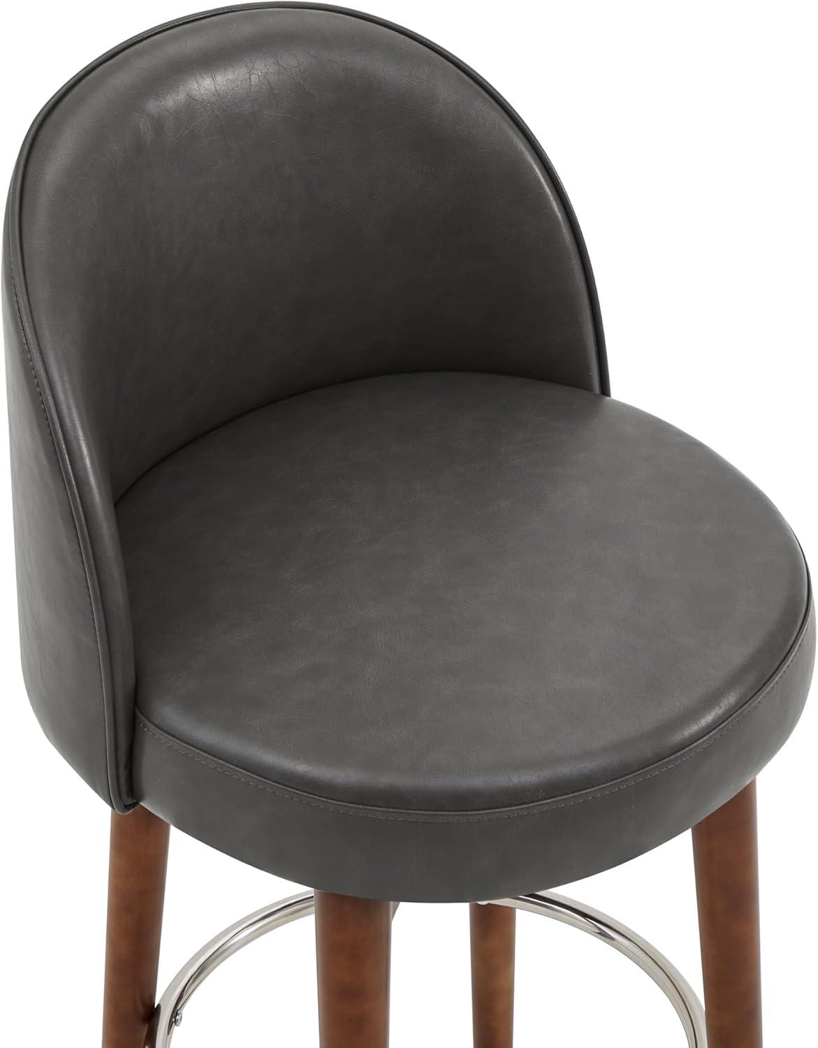 CHITA Counter Height Bar Stools Set of 2,Swivel Barstools for Kitchen Island,26.4" H Seat Height,Faux Leather,Retro Grey