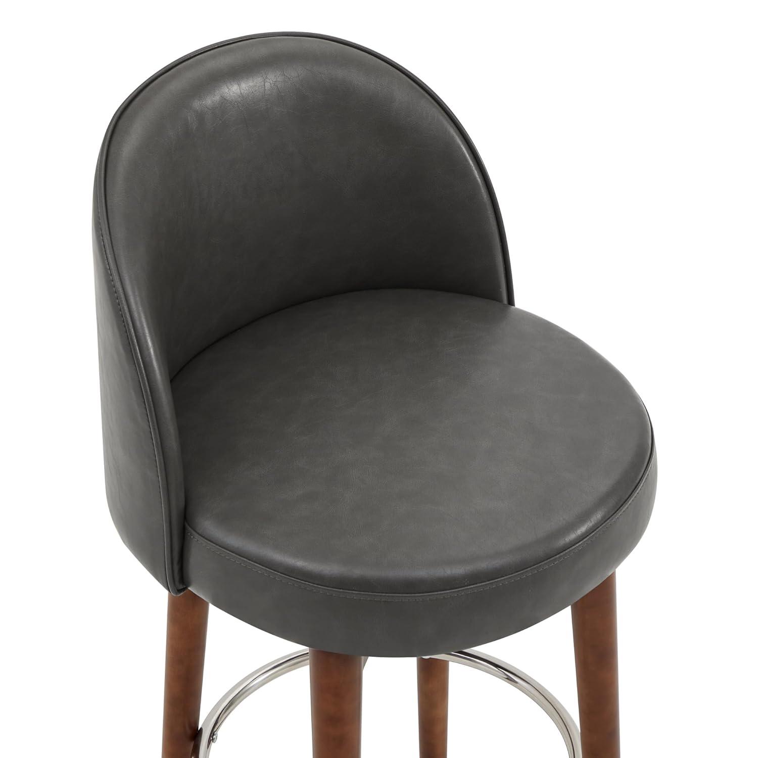 CHITA Counter Height Bar Stools Set of 2,Swivel Barstools for Kitchen Island,26.4" H Seat Height,Faux Leather,Retro Grey