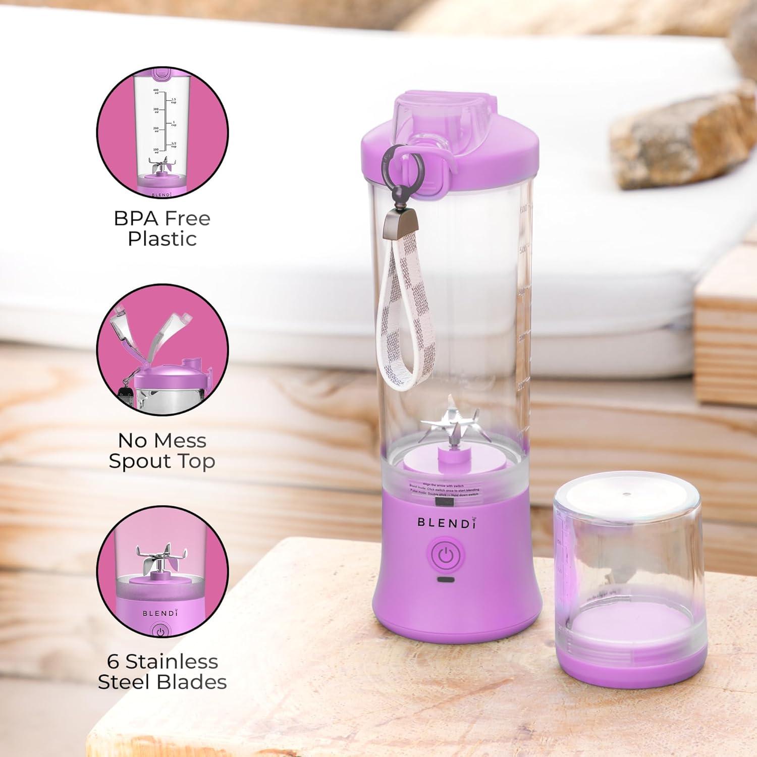 BLENDI X Portable Blender Purple: 24oz Personal Blender, 150W, 2 Speeds, Stainless Steel & Plastic, Hand Wash