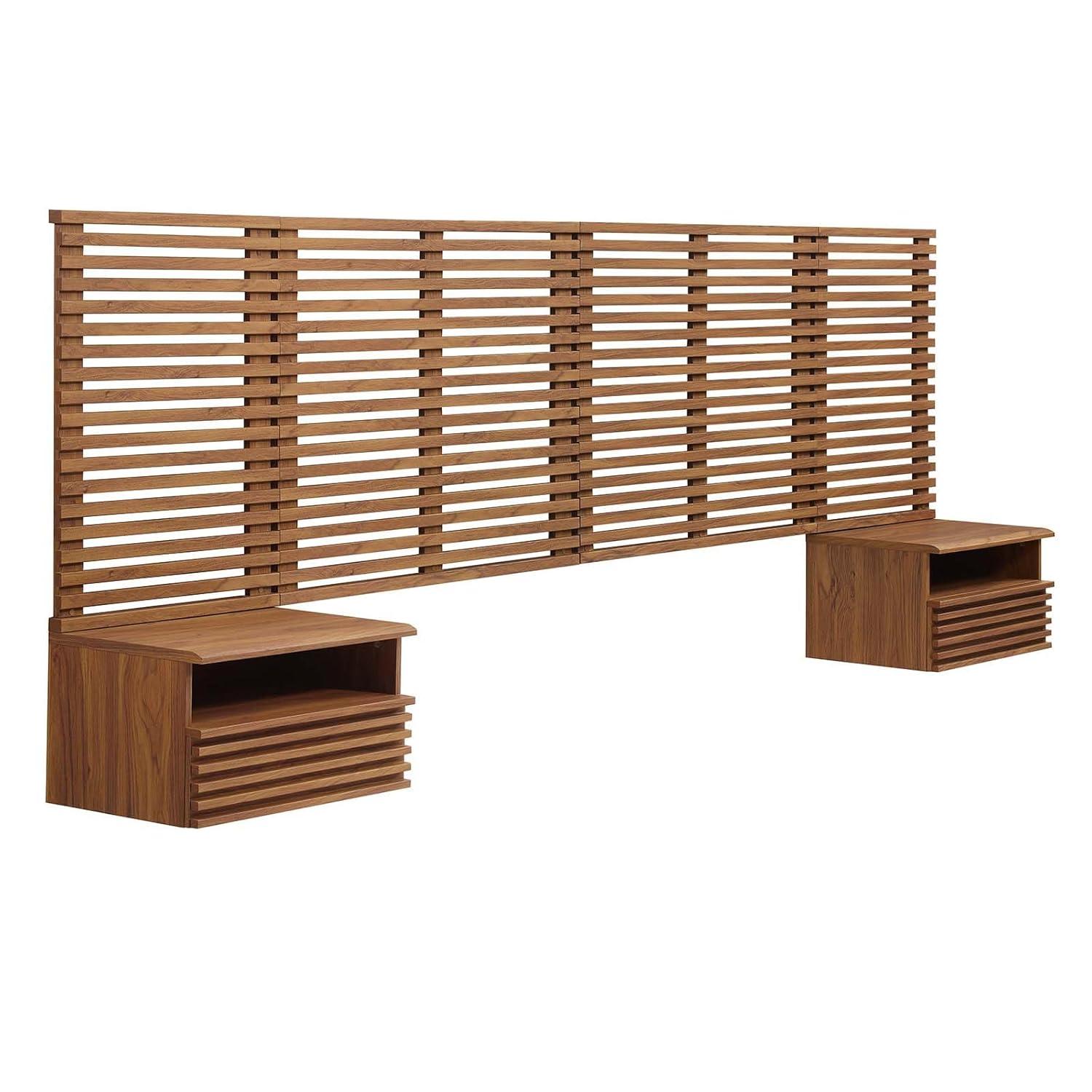 Modway Modway Render Wall Mount King Headboard and Modern Nightstands