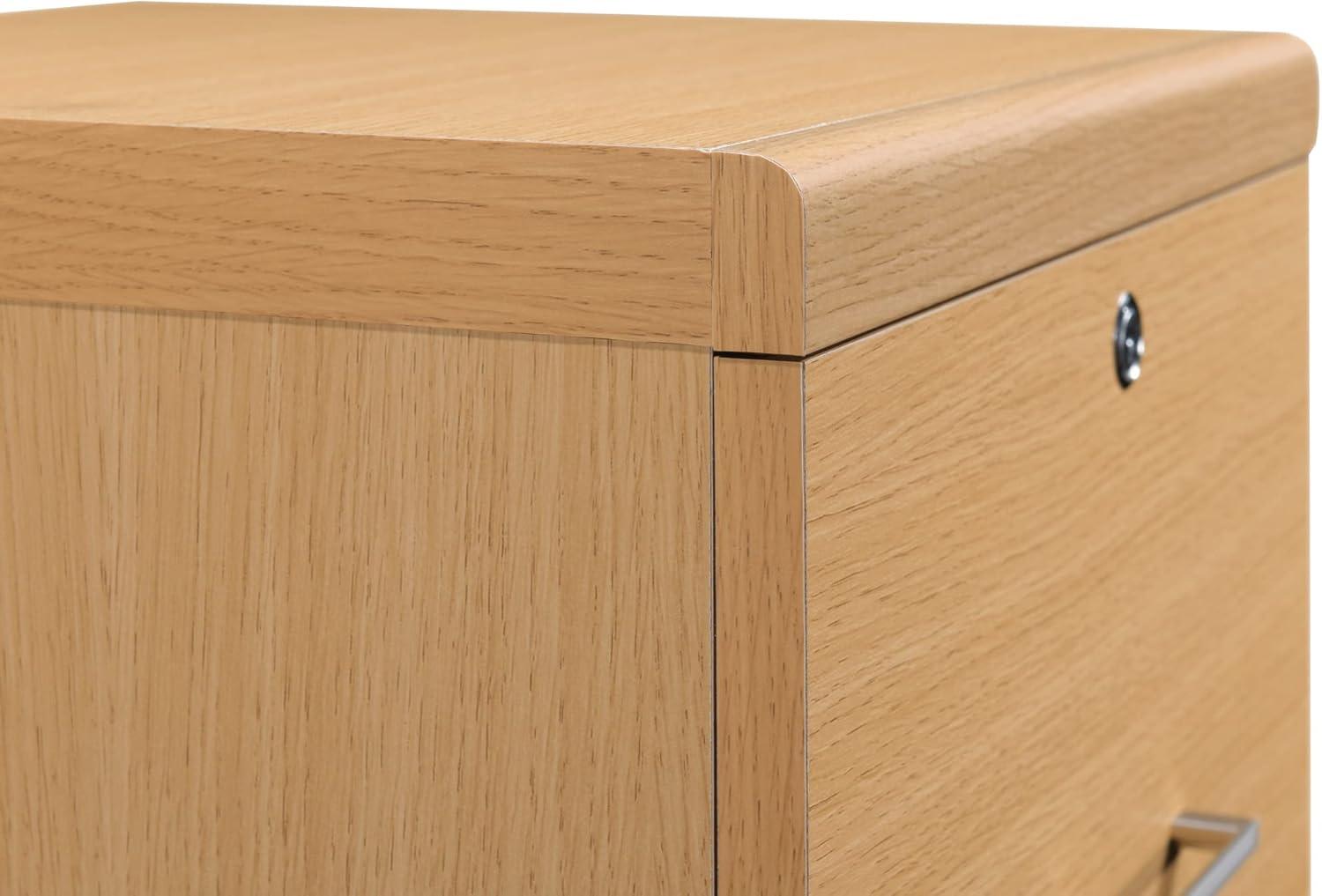 Natural 2-Drawer Lockable Vertical File Cabinet with Engineered Wood