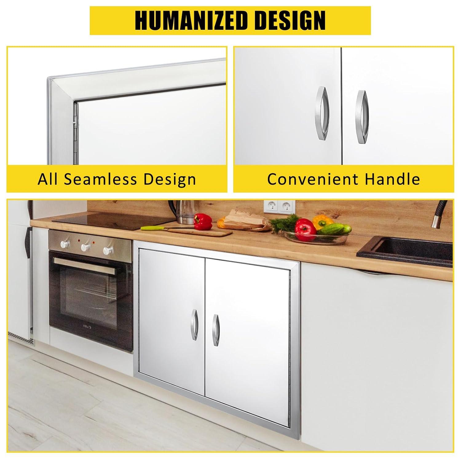 42" x 21" BBQ Access Double Door Outdoor Kitchen Island Stainless Steel Cabinet