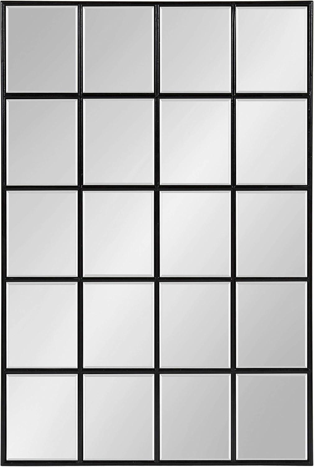 Kate and Laurel Denault Traditional Framed Windowpane Mirror, 24 x 36 Black